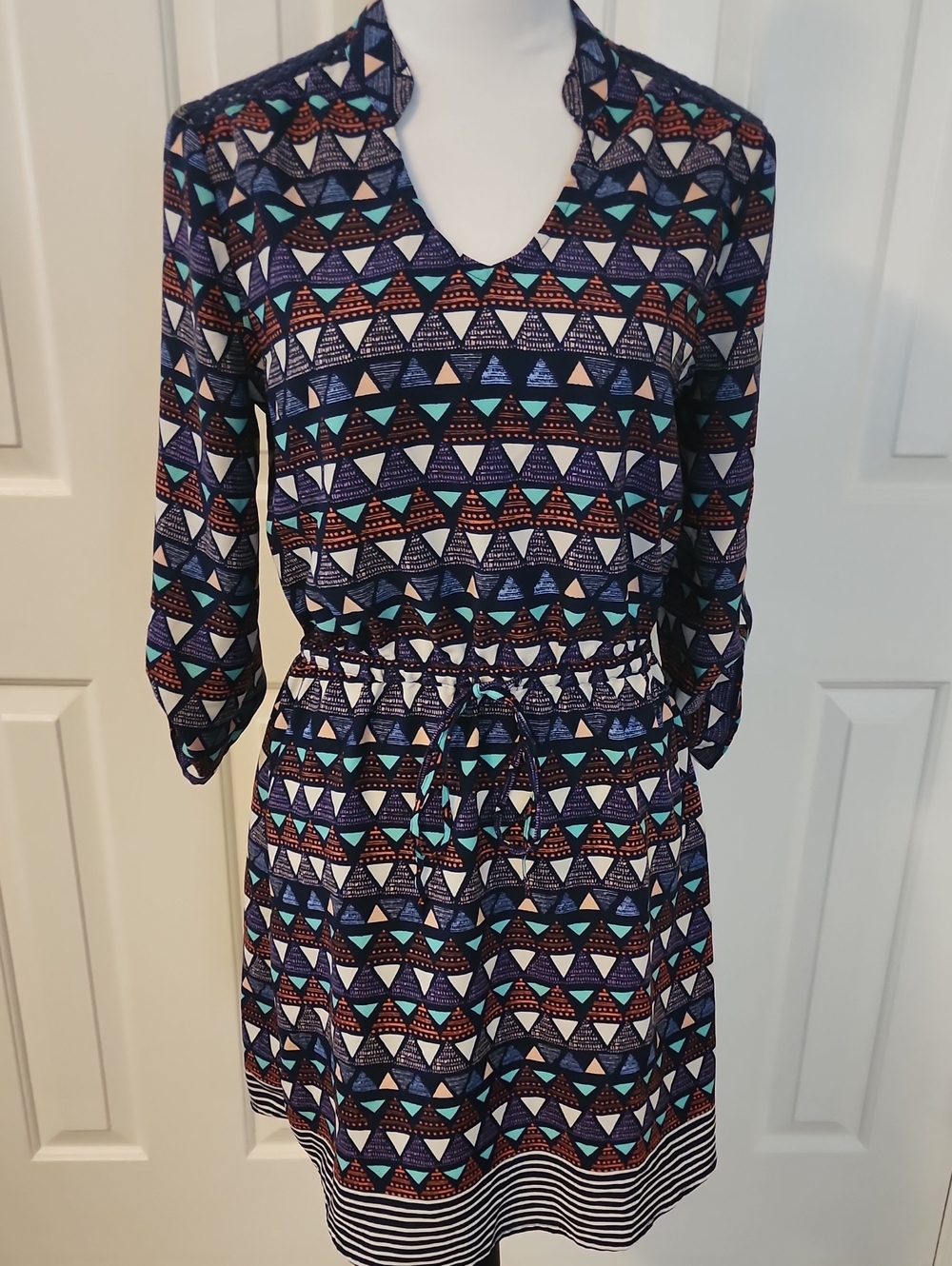American Eagle Outfitters Navy Multi-Color Geometric Mini Dress